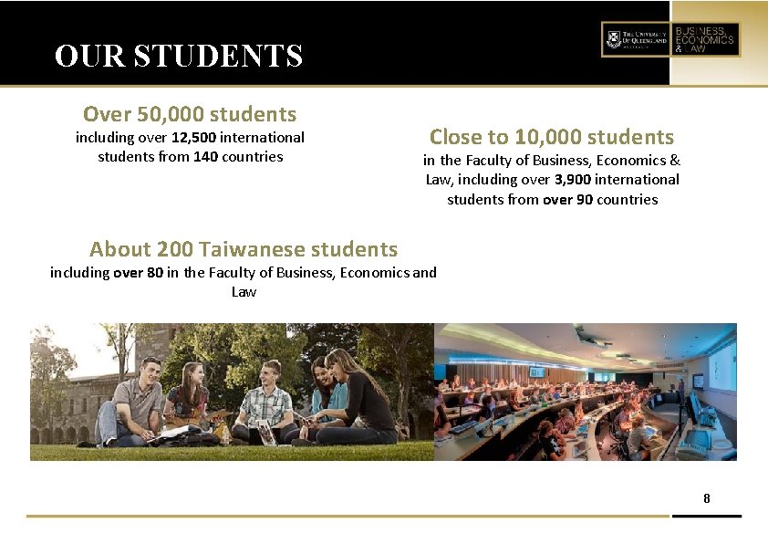 OUR STUDENTS Over 50, 000 students including over 12, 500 international students from 140