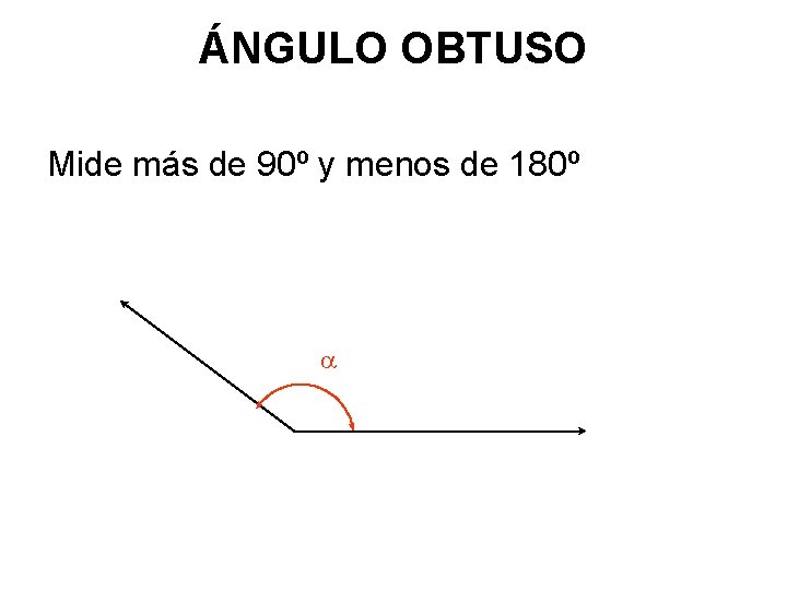ÁNGULO OBTUSO Mide más de 90º y menos de 180º 