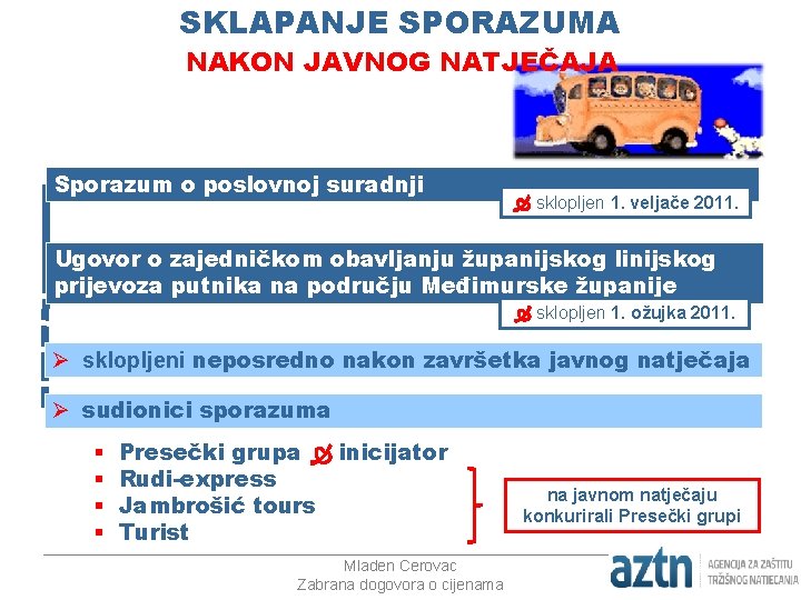 SKLAPANJE SPORAZUMA NAKON JAVNOG NATJEČAJA Sporazum o poslovnoj suradnji sklopljen 1. veljače 2011. Ugovor