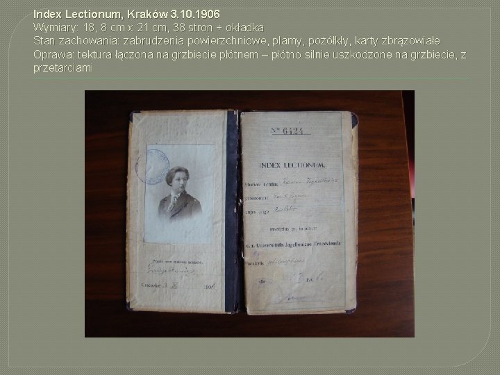 Index Lectionum, Kraków 3. 10. 1906 Wymiary: 18, 8 cm x 21 cm, 38