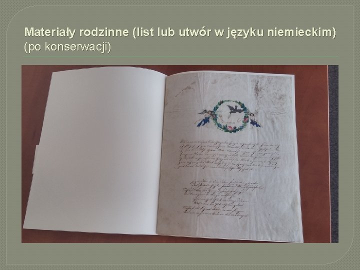 Materiały rodzinne (list lub utwór w języku niemieckim) (po konserwacji) 