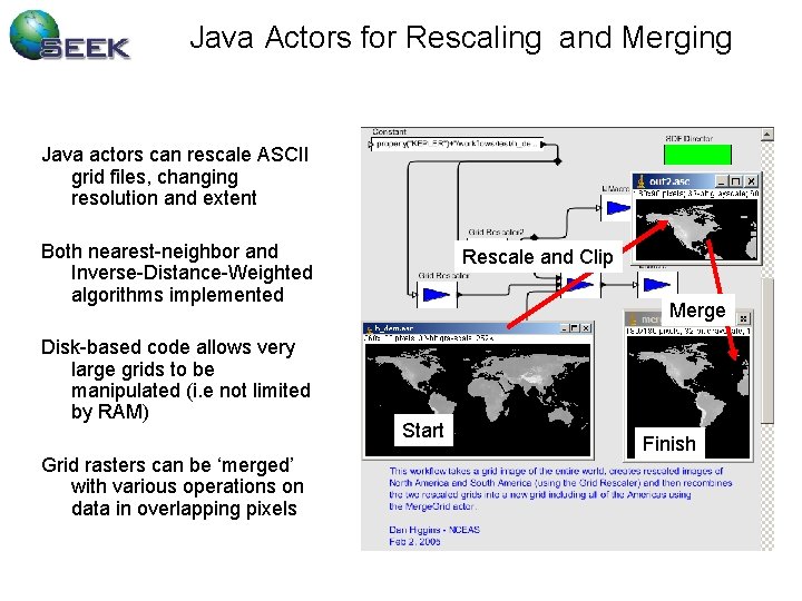 Java Actors for Rescaling and Merging Java actors can rescale ASCII grid files, changing