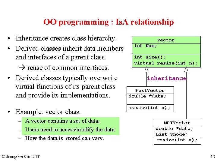 OO programming : Is. A relationship • Inheritance creates class hierarchy. • Derived classes
