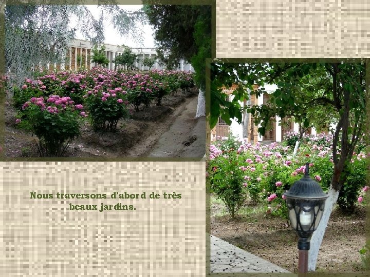 Nous traversons d’abord de très beaux jardins. 