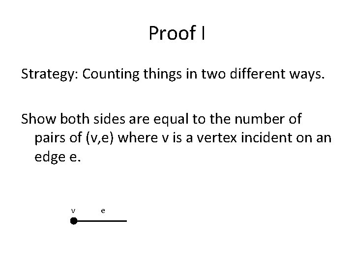 Proof I Strategy: Counting things in two different ways. Show both sides are equal