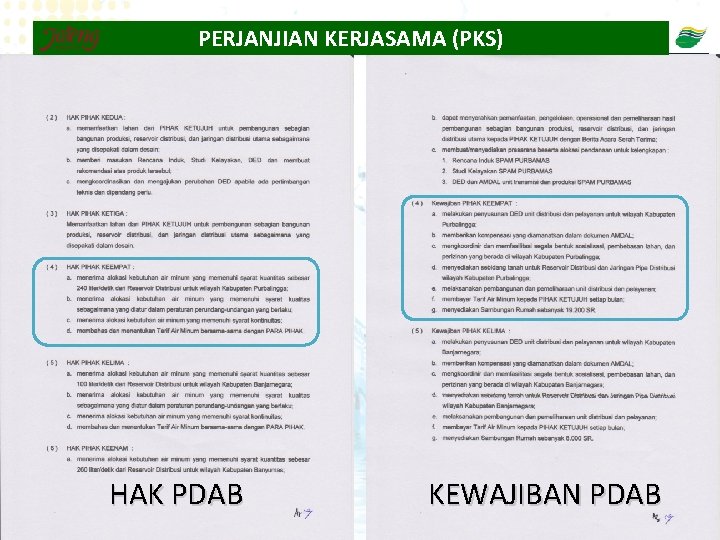 PERJANJIAN KERJASAMA (PKS) HAK PDAB KEWAJIBAN PDAB 