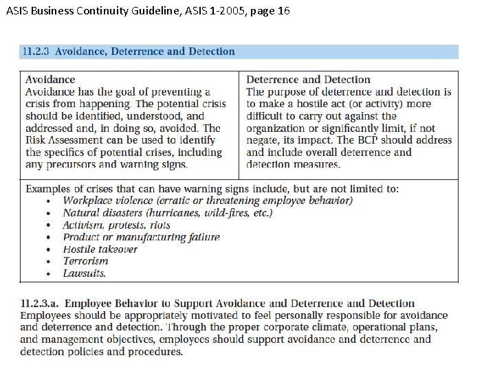 ASIS Business Continuity Guideline, ASIS 1 -2005, page 16 
