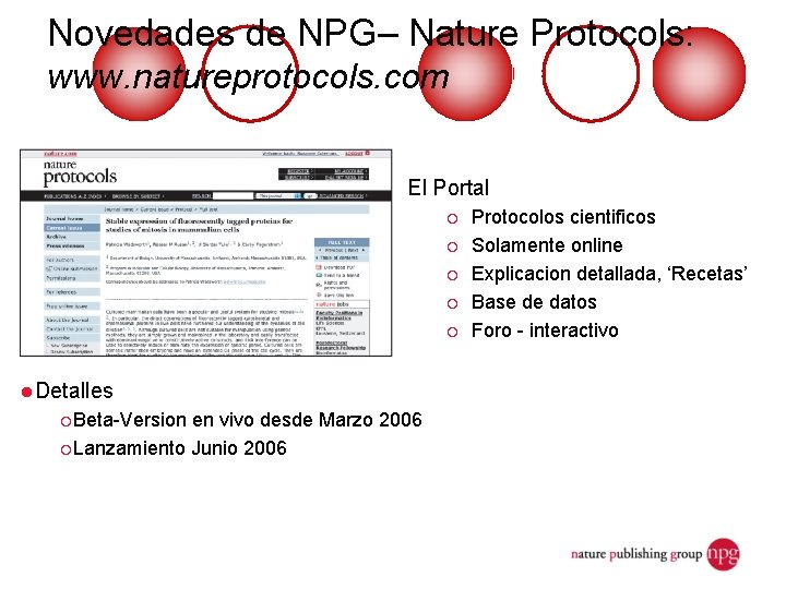 Novedades de NPG– Nature Protocols: www. natureprotocols. com El Portal ¡ ¡ ¡ l.