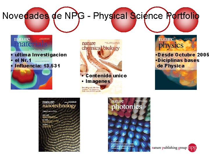 Novedades de NPG - Physical Science Portfolio • ultima Investigacion • el Nr. 1