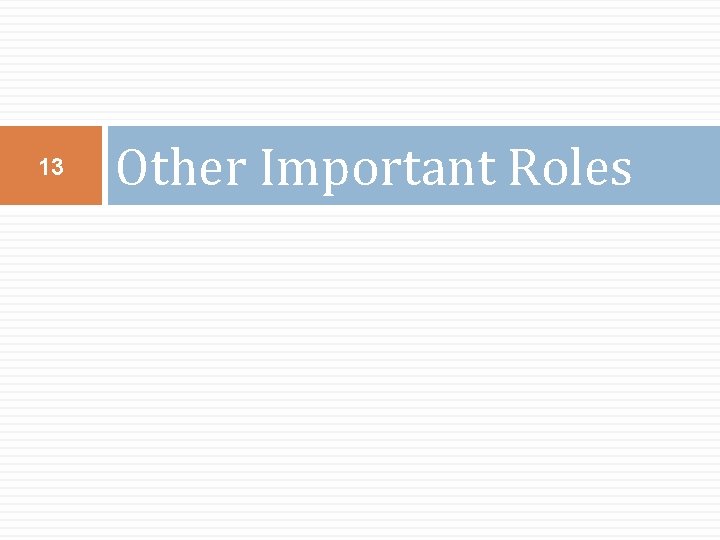 13 Other Important Roles 