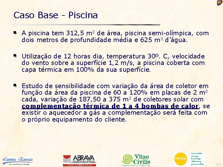 Caso Base - Piscina A piscina tem 312, 5 m 2 de área, piscina