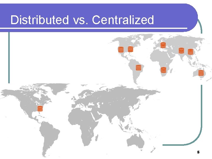 Distributed vs. Centralized 5 