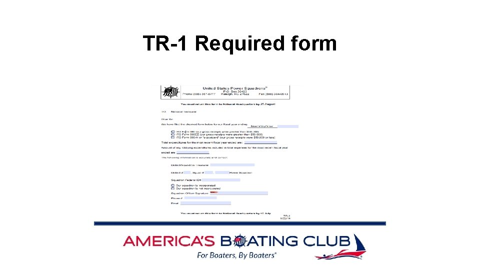 TR-1 Required form 