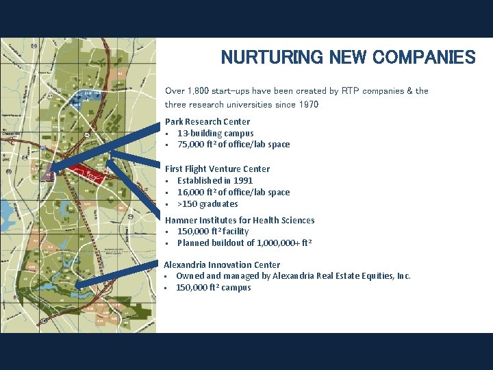NURTURING NEW COMPANIES Over 1, 800 start-ups have been created by RTP companies &