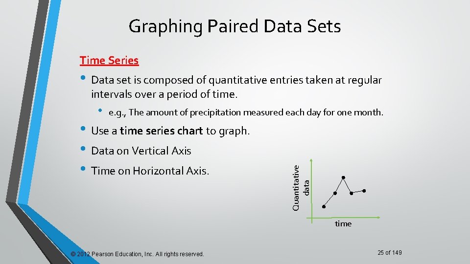 Graphing Paired Data Sets Time Series • Data set is composed of quantitative entries