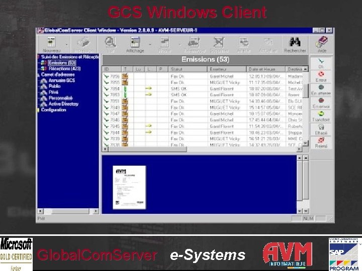 GCS Windows Client Global. Com. Server e-Systems 