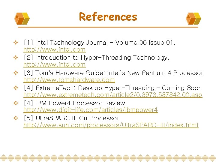 References v [1] Intel Technology Journal - Volume 06 Issue 01, http: //www. intel.