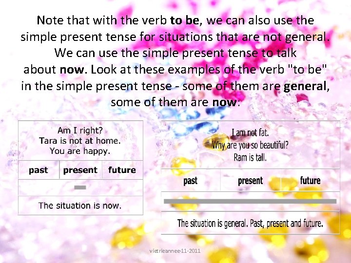 Note that with the verb to be, we can also use the simple present