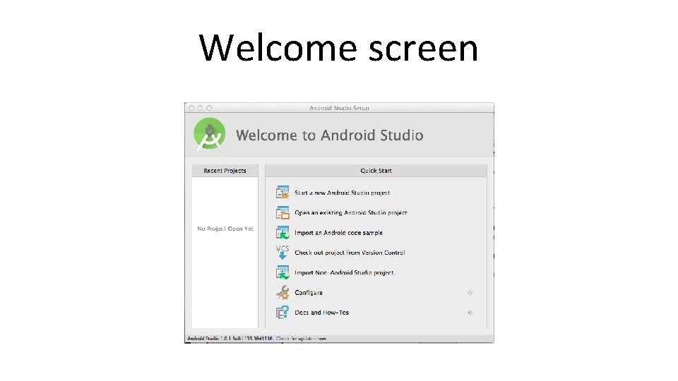 Welcome screen 