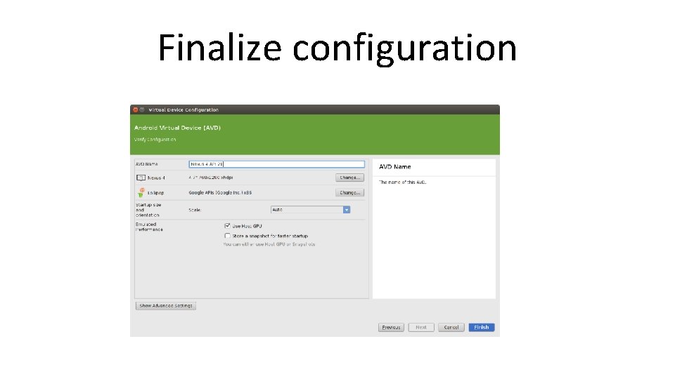 Finalize configuration 