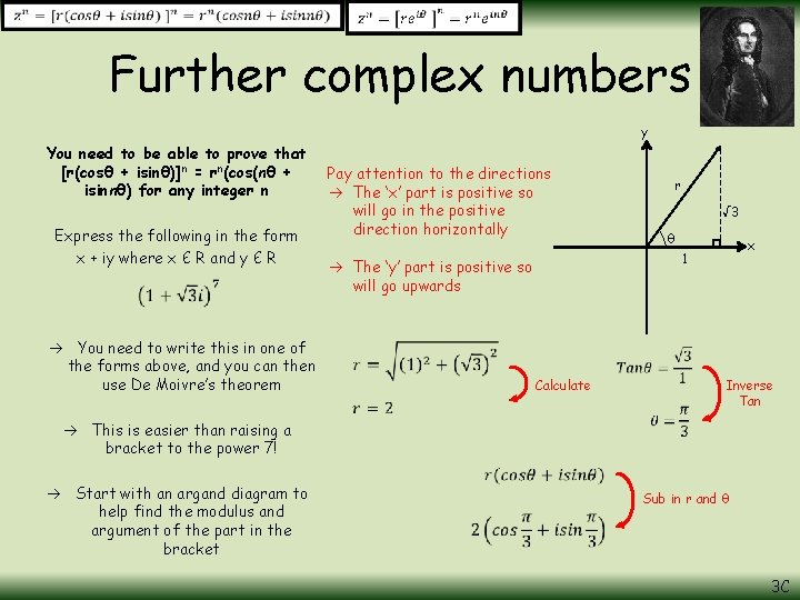 Further complex numbers y You need to be able to prove that [r(cosθ +