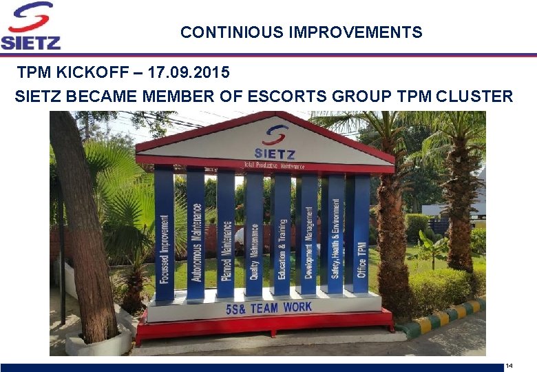 CONTINIOUS IMPROVEMENTS TPM KICKOFF – 17. 09. 2015 SIETZ BECAME MEMBER OF ESCORTS GROUP