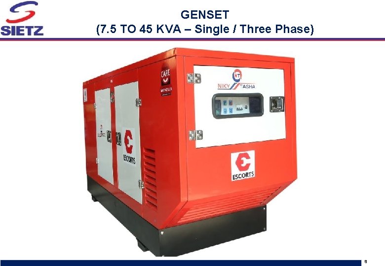 GENSET (7. 5 TO 45 KVA – Single / Three Phase) Sietz discussion document