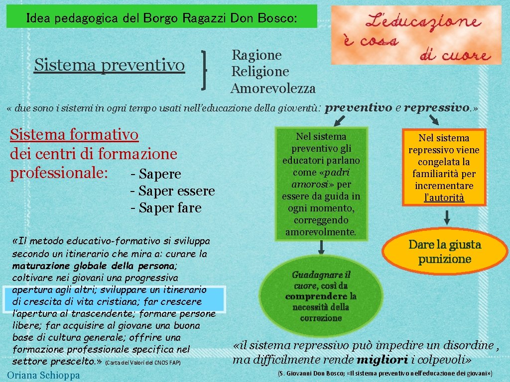 Idea pedagogica del Borgo Ragazzi Don Bosco: Sistema preventivo Ragione Religione Amorevolezza « due