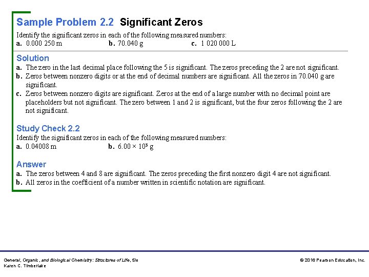 Sample Problem 2. 2 Significant Zeros Identify the significant zeros in each of the