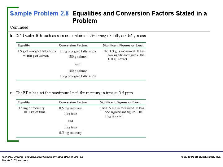 Sample Problem 2. 8 Equalities and Conversion Factors Stated in a Problem Continued b.