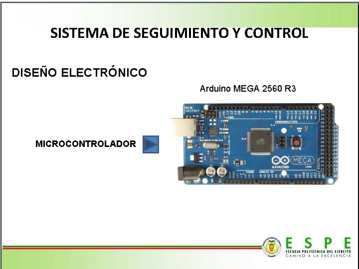 SISTEMA DE SEGUIMIENTO Y CONTROL DISEÑO ELECTRÓNICO Arduino MEGA 2560 R 3 MICROCONTROLADOR 