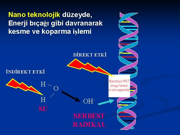 Nano teknolojik düzeyde, Enerji bıçağı gibi davranarak kesme ve koparma işlemi DİREKT ETKİ İNDİREKT