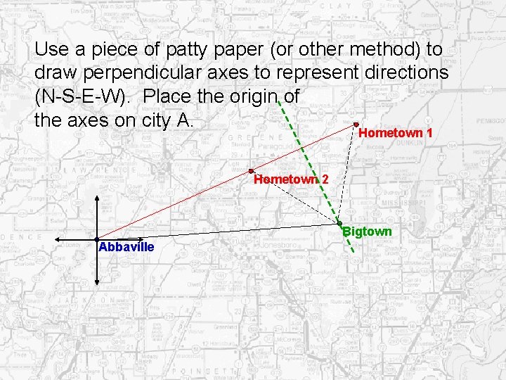 Use a piece of patty paper (or other method) to draw perpendicular axes to