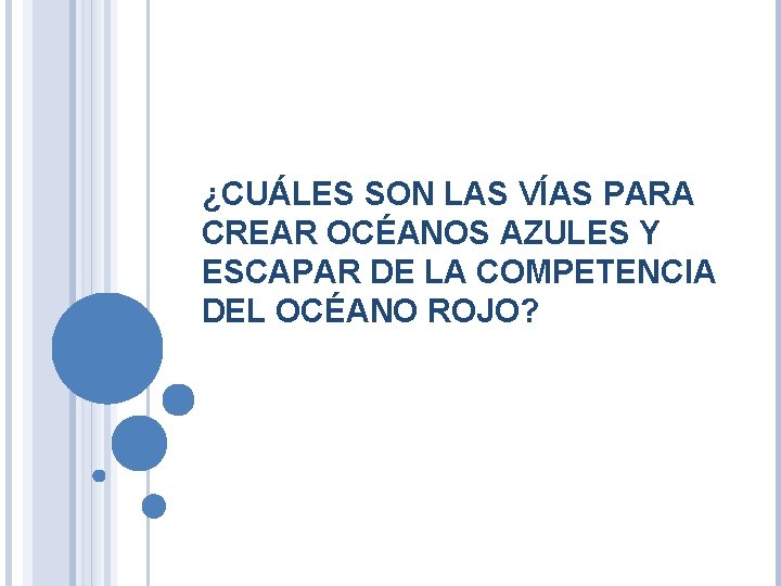 ¿CUÁLES SON LAS VÍAS PARA CREAR OCÉANOS AZULES Y ESCAPAR DE LA COMPETENCIA DEL