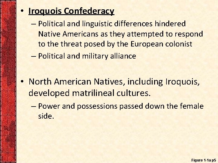  • Iroquois Confederacy – Political and linguistic differences hindered Native Americans as they