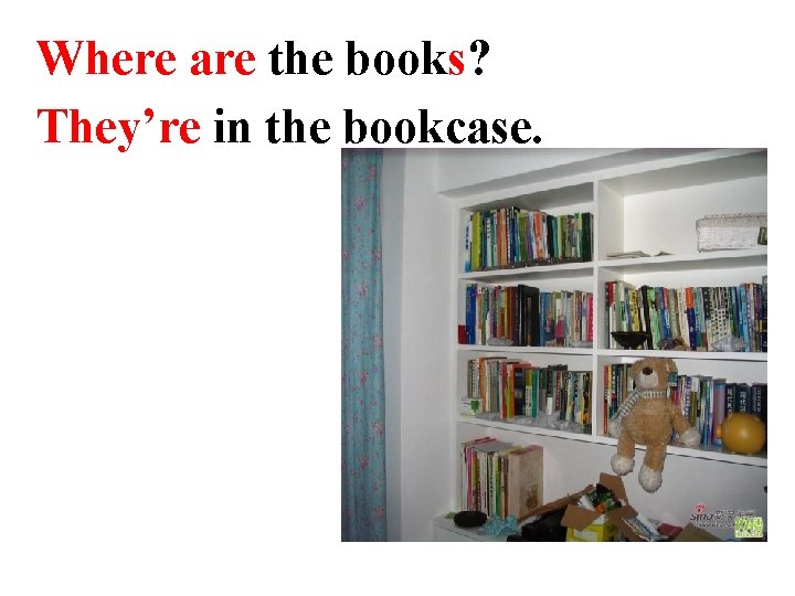 Where are the books? They’re in the bookcase. 