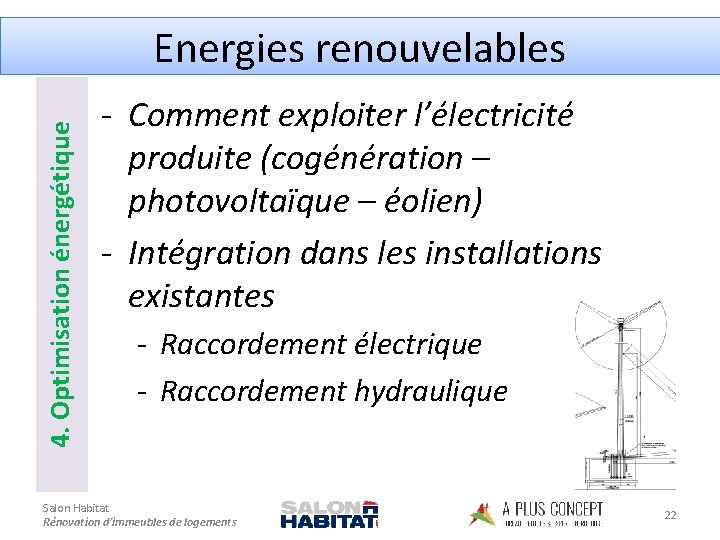 4. Optimisation énergétique Energies renouvelables - Comment exploiter l’électricité produite (cogénération – photovoltaïque –