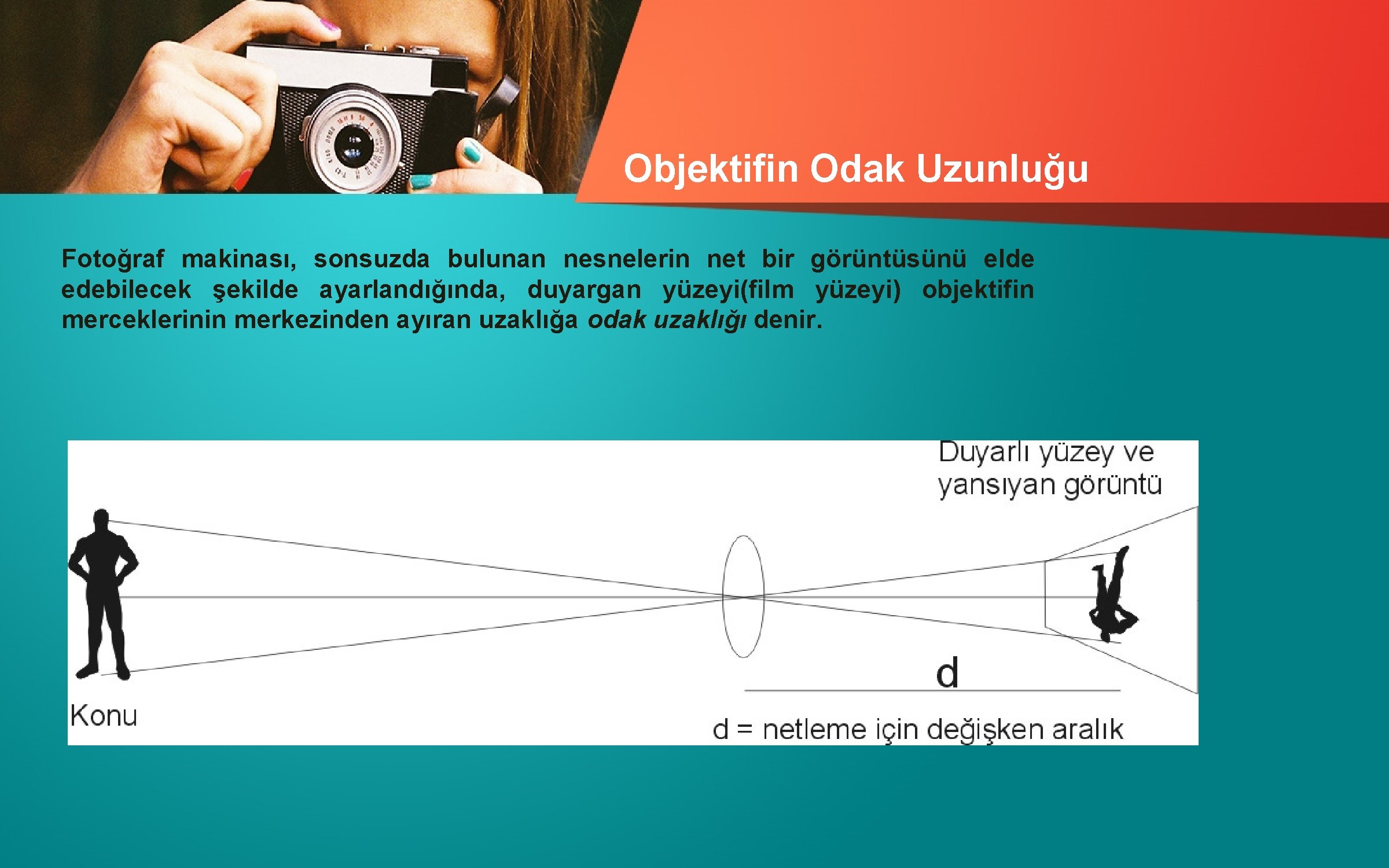 Objektifin Odak Uzunluğu Fotoğraf makinası, sonsuzda bulunan nesnelerin net bir görüntüsünü elde edebilecek şekilde