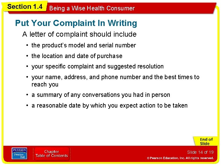Section 1. 4 Being a Wise Health Consumer Put Your Complaint In Writing A