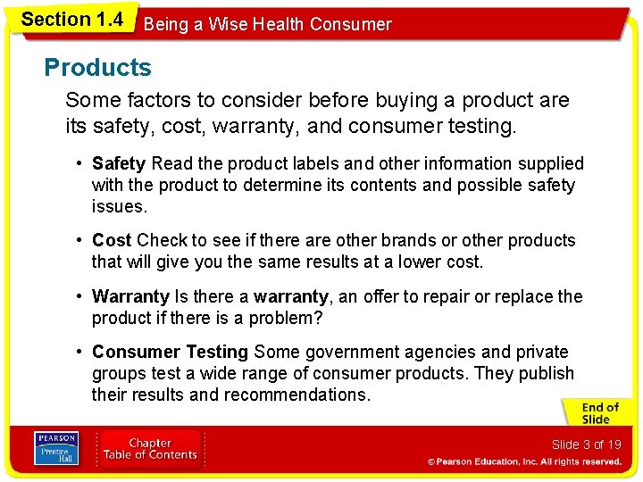 Section 1. 4 Being a Wise Health Consumer Products Some factors to consider before
