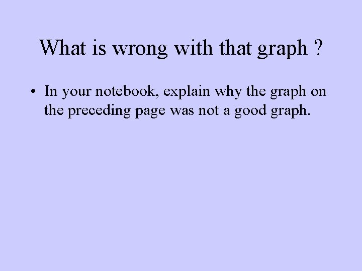 What is wrong with that graph ? • In your notebook, explain why the
