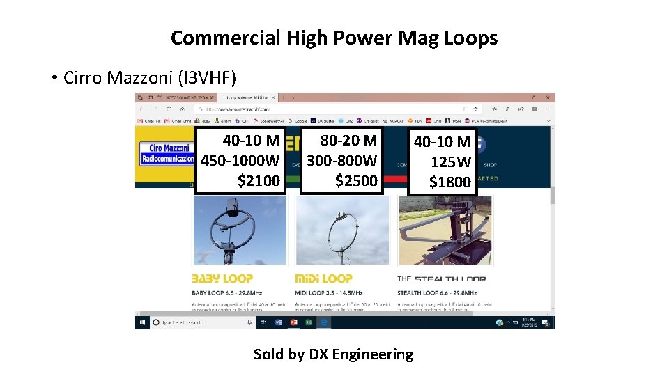 Commercial High Power Mag Loops • Cirro Mazzoni (I 3 VHF) 40 -10 M
