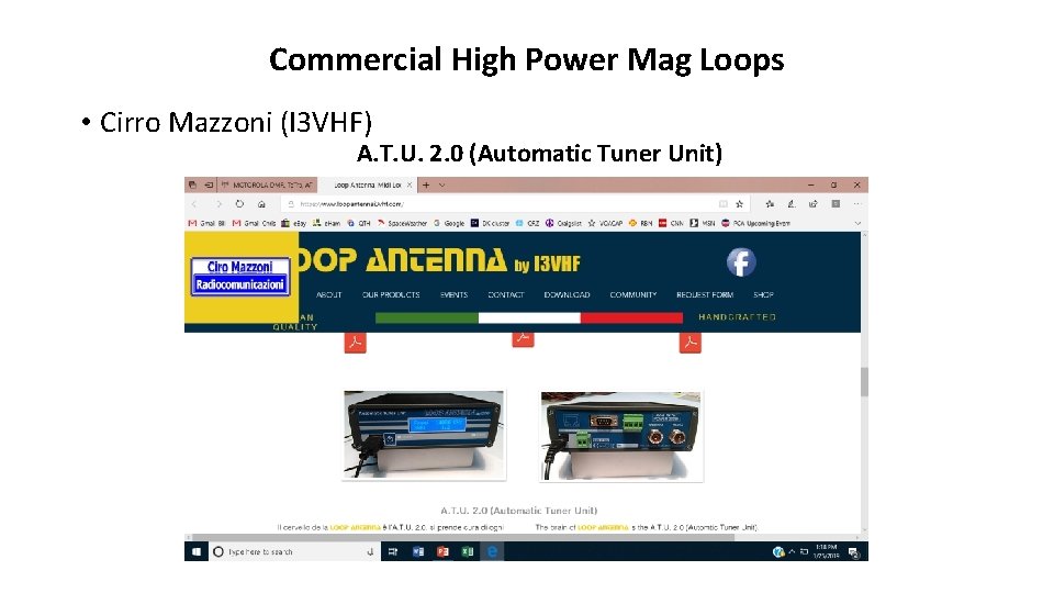 Commercial High Power Mag Loops • Cirro Mazzoni (I 3 VHF) A. T. U.