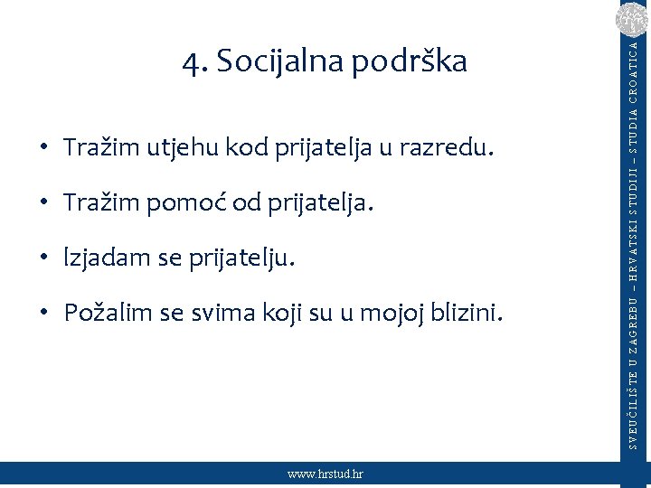  • Tražim utjehu kod prijatelja u razredu. • Tražim pomoć od prijatelja. •