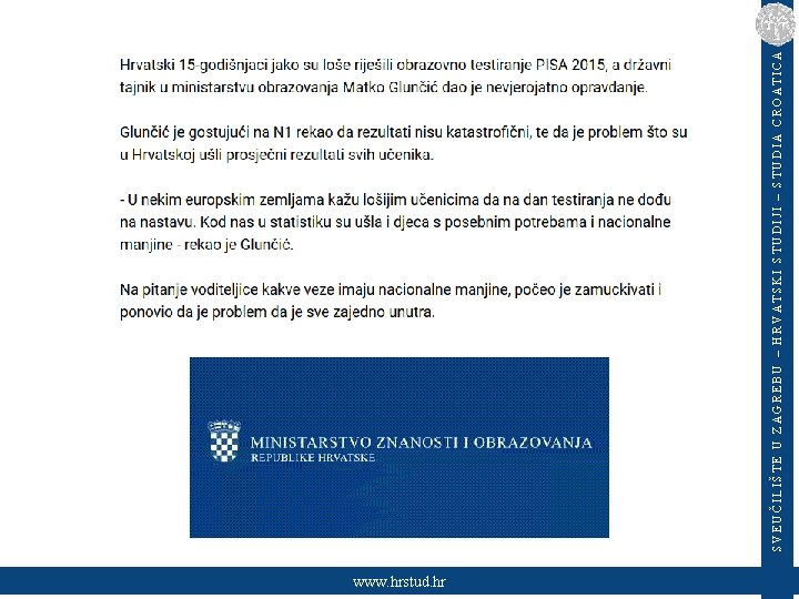 www. hrstud. hr SVEUČILIŠTE U ZAGREBU – HRVATSKI STUDIJI – STUDIA CROATICA 