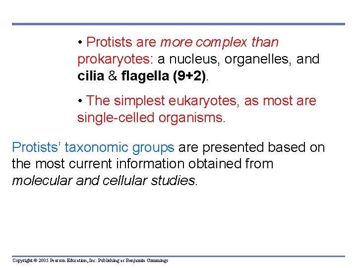  • Protists are more complex than prokaryotes: a nucleus, organelles, and cilia &