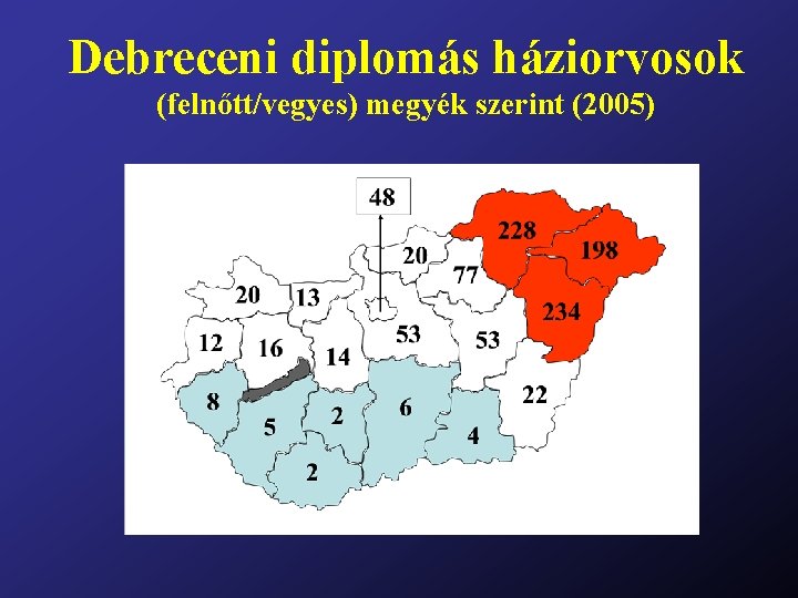 Debreceni diplomás háziorvosok (felnőtt/vegyes) megyék szerint (2005) 