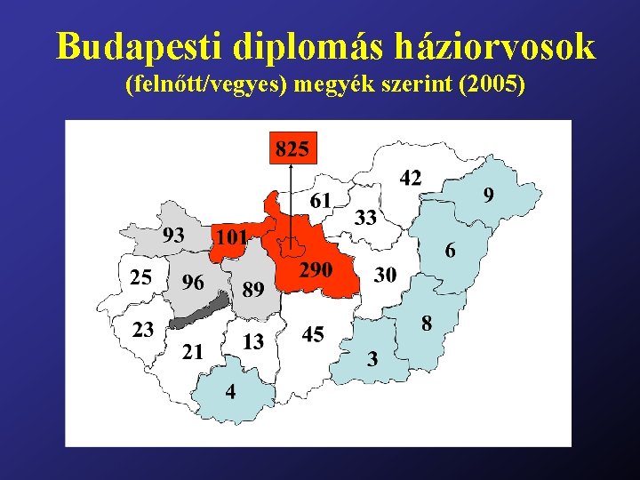 Budapesti diplomás háziorvosok (felnőtt/vegyes) megyék szerint (2005) 