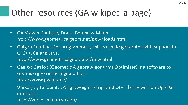 L 7 S 22 Other resources (GA wikipedia page) • GA Viewer Fontijne, Dorst,