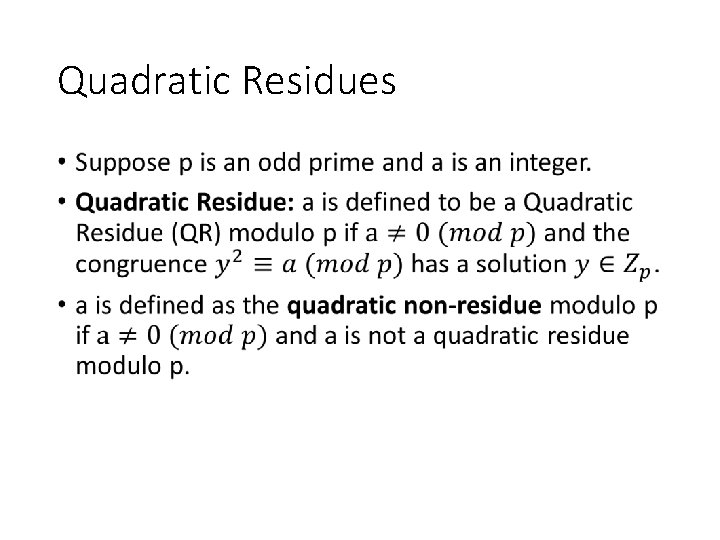 Quadratic Residues • 